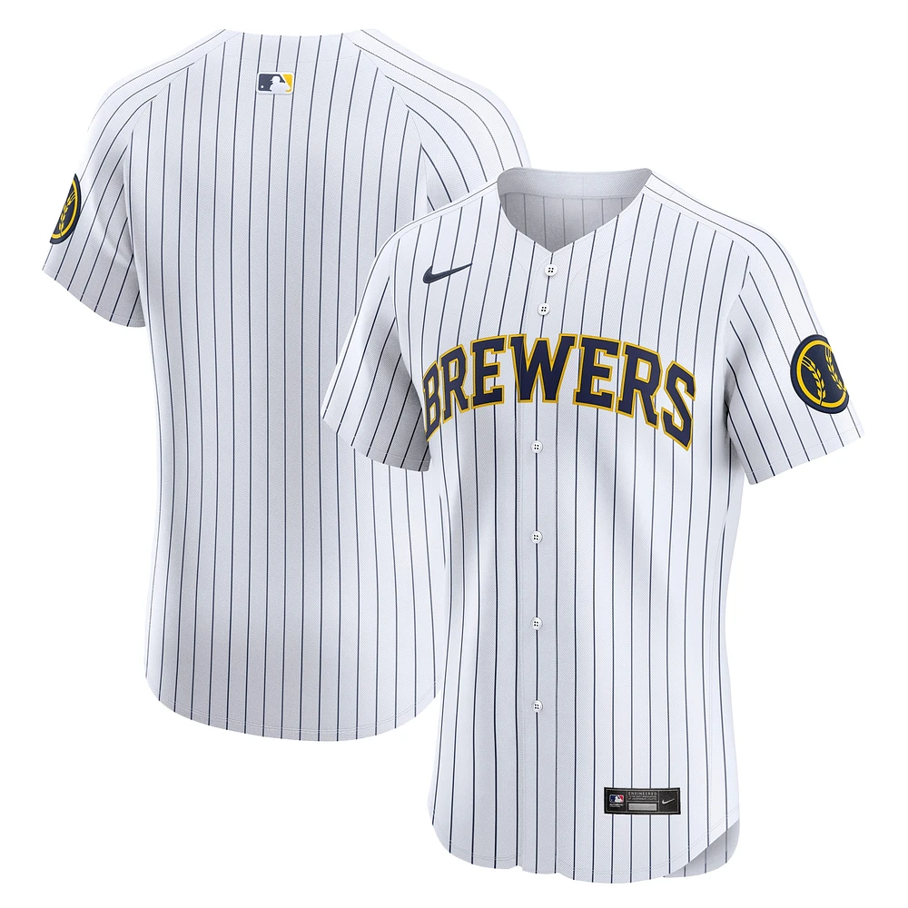 Maillot Nike Alternate Vapor Premier Elite Patch pour homme des Milwaukee Brewers blanc