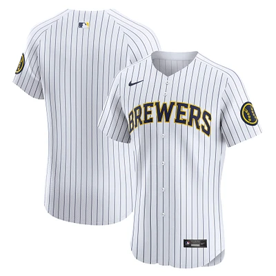 Men's Nike White Milwaukee Brewers Alternate Vapor Premier Elite Patch Jersey