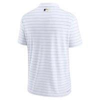 Polo Performance à rayures Victory pour homme de la collection Authentic des Milwaukee Brewers Nike, blanc