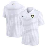 Polo Performance à rayures Victory pour homme de la collection Authentic des Milwaukee Brewers Nike, blanc