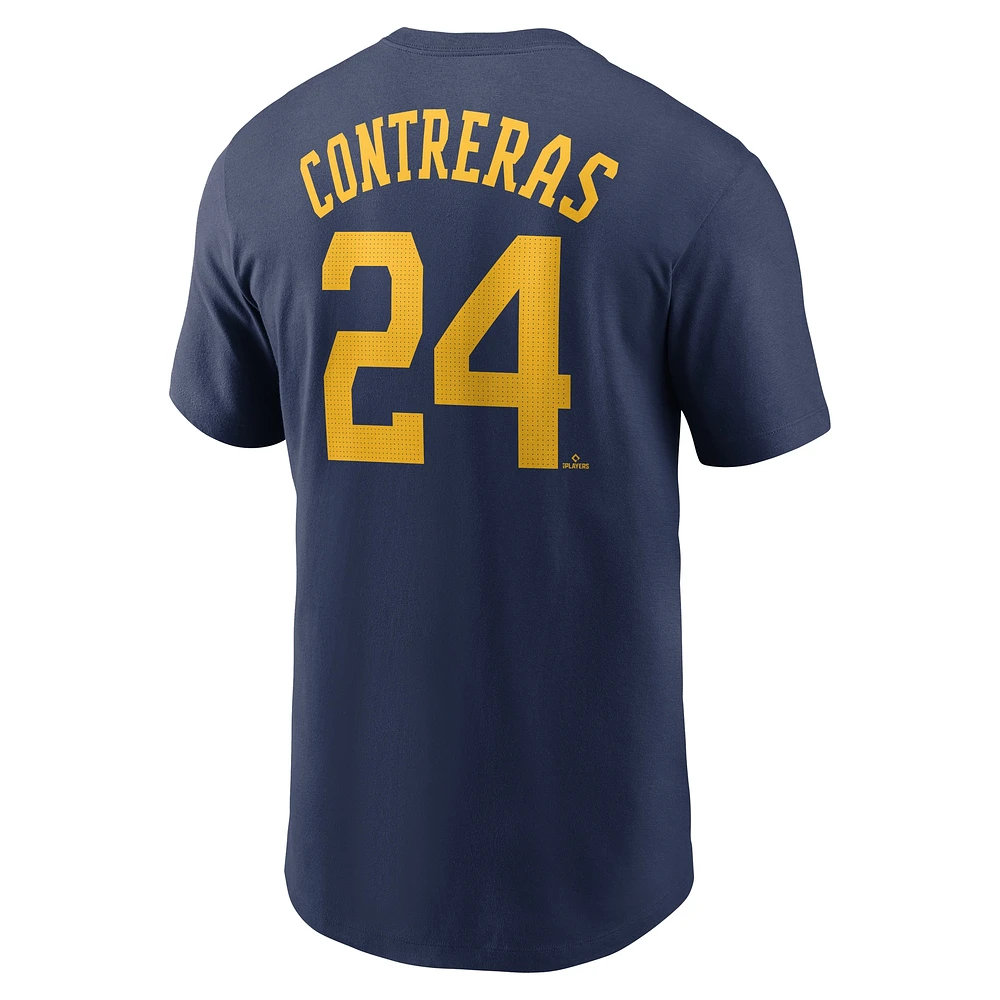 T-shirt Nike William Contreras bleu marine pour homme avec nom et numéro Fuse des Milwaukee Brewers