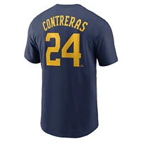 T-shirt Nike William Contreras bleu marine pour homme avec nom et numéro Fuse des Milwaukee Brewers