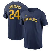 T-shirt Nike William Contreras bleu marine pour homme avec nom et numéro Fuse des Milwaukee Brewers