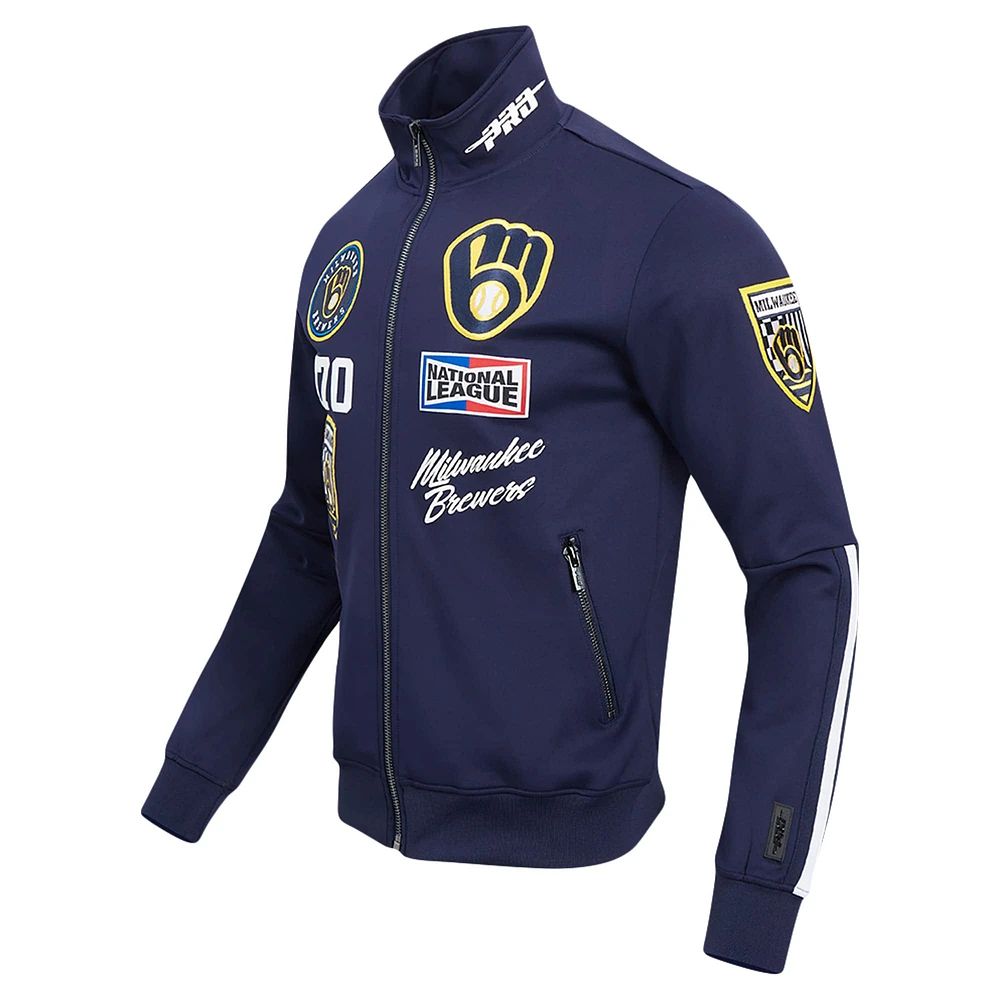 Men's Pro Standard Navy Milwaukee Brewers Fast Lane Full-Zip Track Jacket