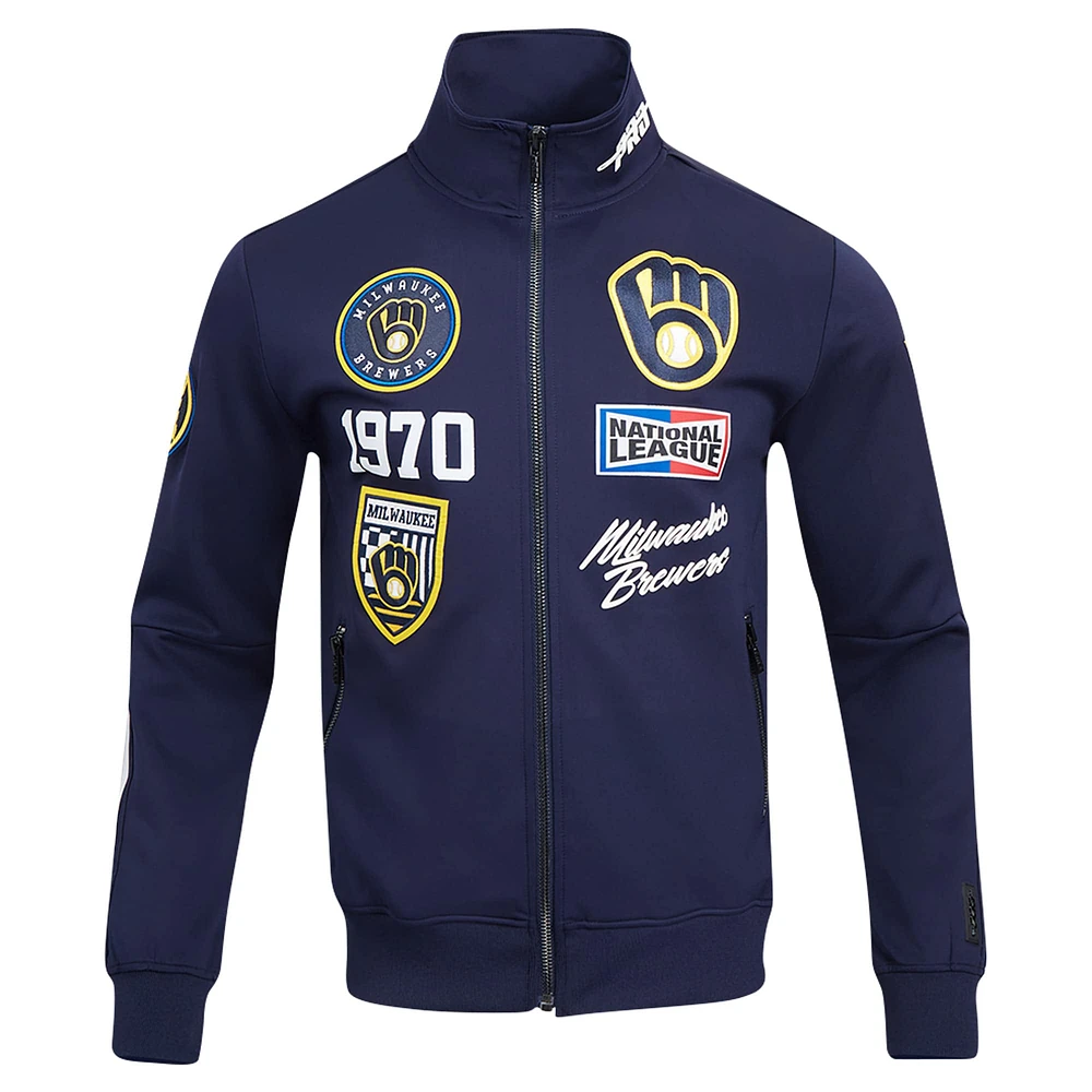 Men's Pro Standard Navy Milwaukee Brewers Fast Lane Full-Zip Track Jacket