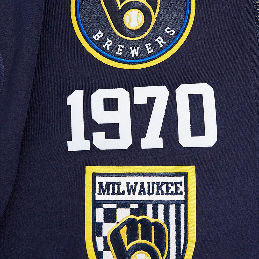 Men's Pro Standard Navy Milwaukee Brewers Fast Lane Full-Zip Track Jacket