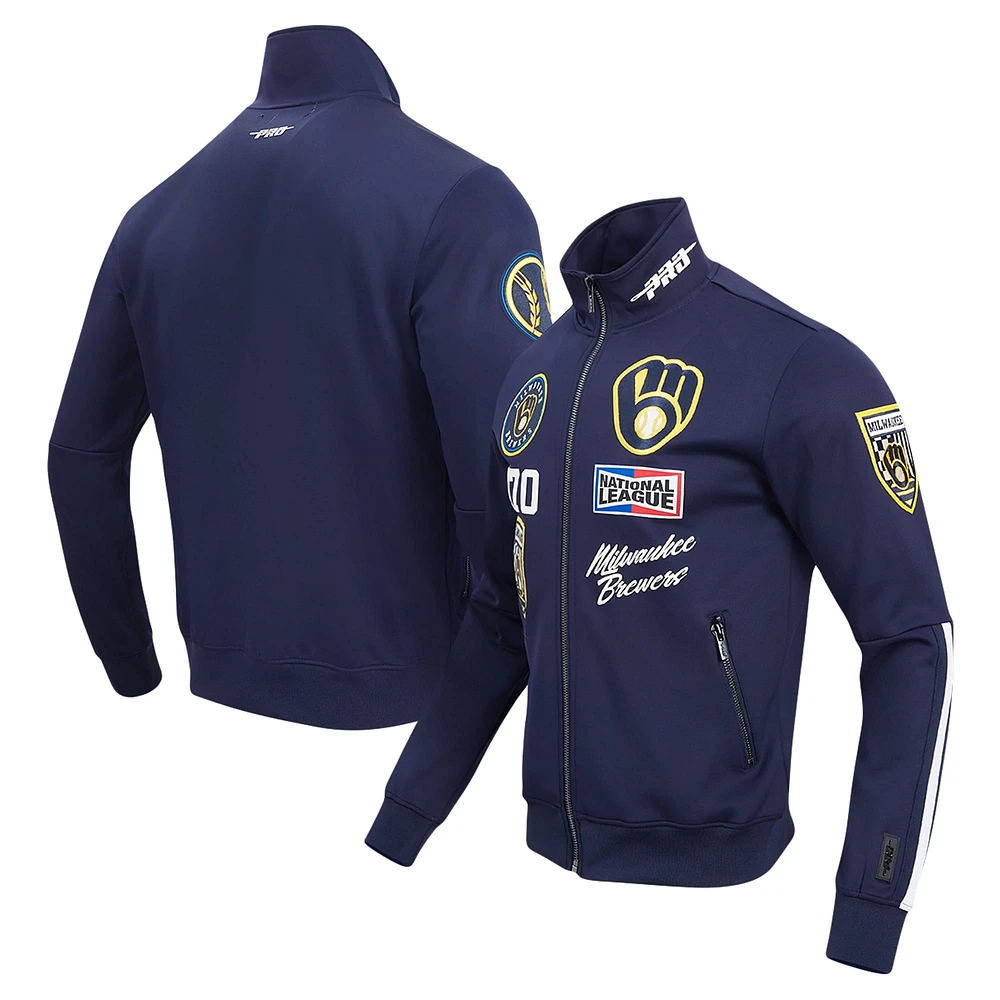 Veste de survêtement entièrement zippée Pro Standard pour hommes, bleu marine, Milwaukee Brewers Fast Lane,