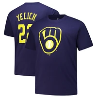 T-shirt Christian Yelich Navy Milwaukee Brewers Big & Tall Player Name Number pour homme