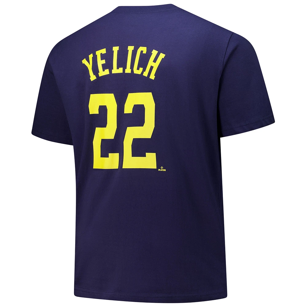 T-shirt Christian Yelich Navy Milwaukee Brewers Big & Tall Player Name Number pour homme