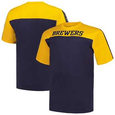 T-shirt en tricot Big & Tall Yoke des Brewers de Milwaukee Profile doré/bleu marine pour homme