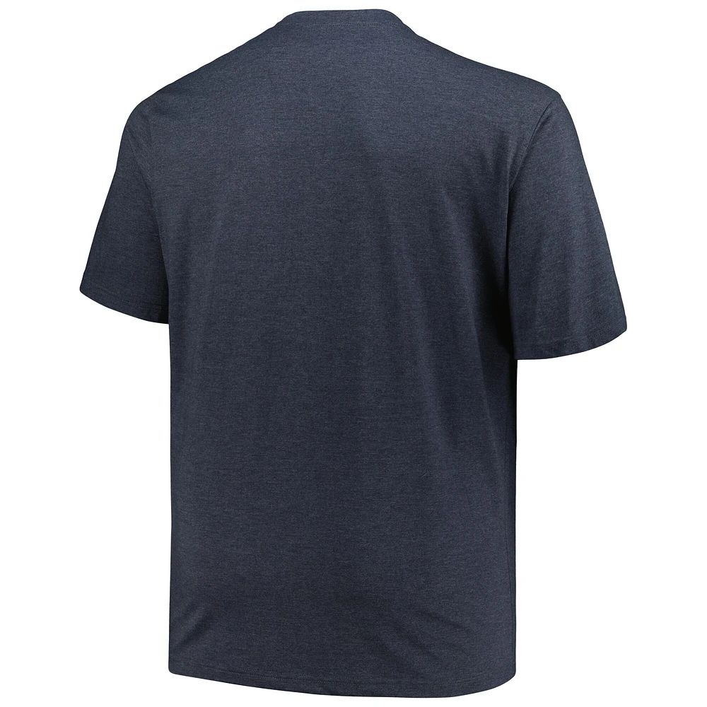 Profil pour hommes Heather Navy Milwaukee Brewers Big & Tall T-shirt avec logo vieilli