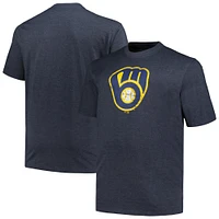 Profil pour hommes Heather Navy Milwaukee Brewers Big & Tall T-shirt avec logo vieilli