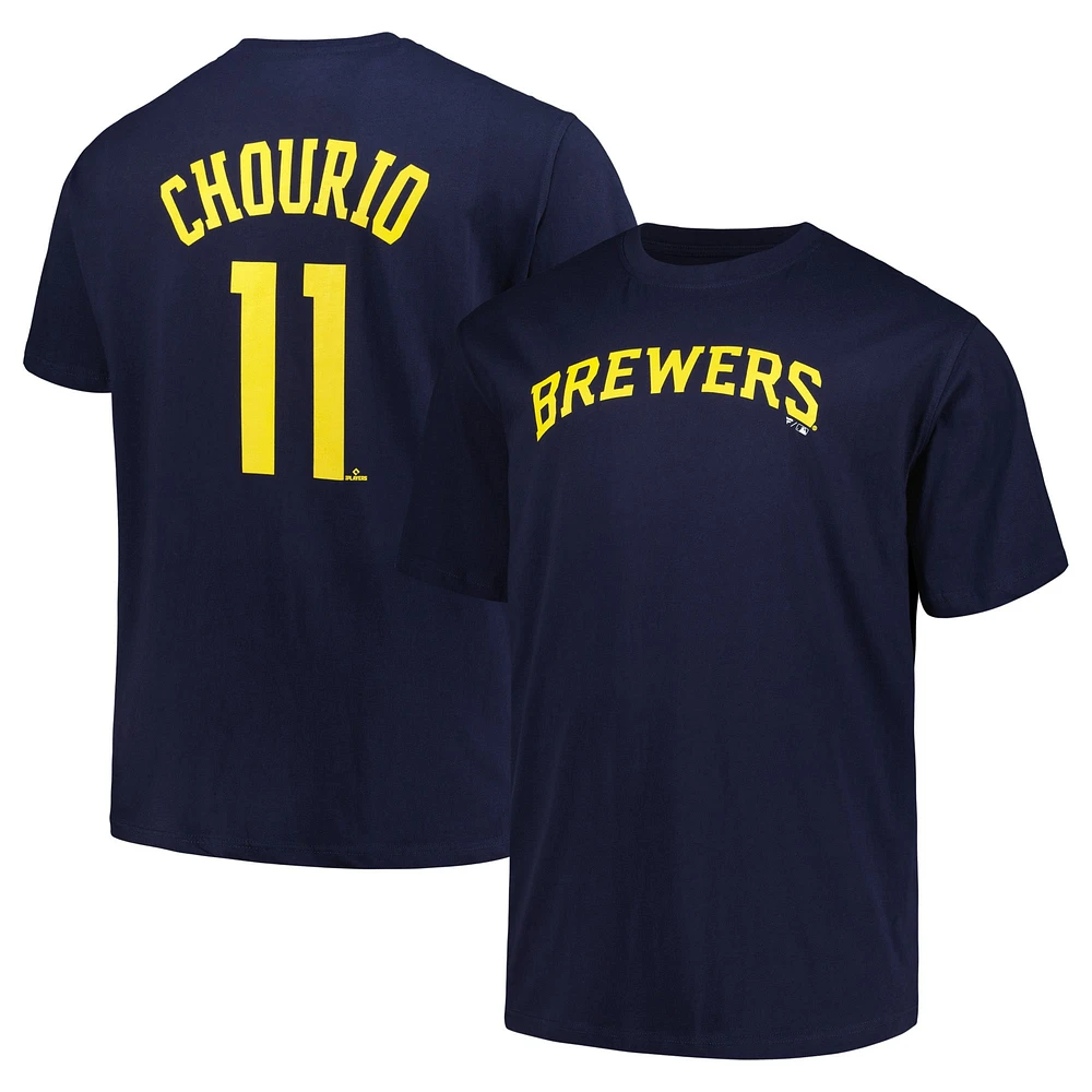 Profil pour homme Jackson Chourio Navy Milwaukee Brewers Big & Tall Nom et numéro T-shirt