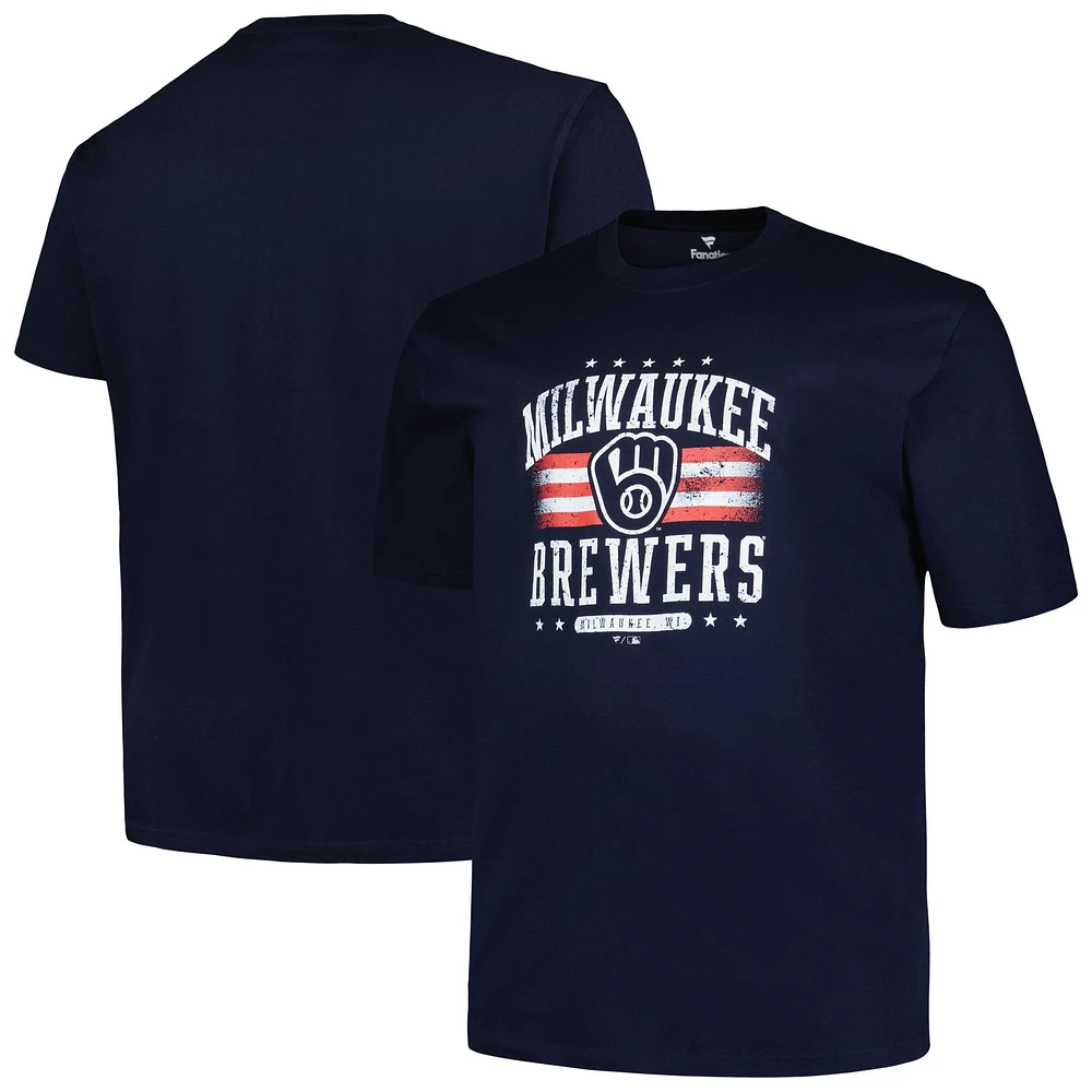 Men's Profile  Navy Milwaukee Brewers Big & Tall Americana T-Shirt