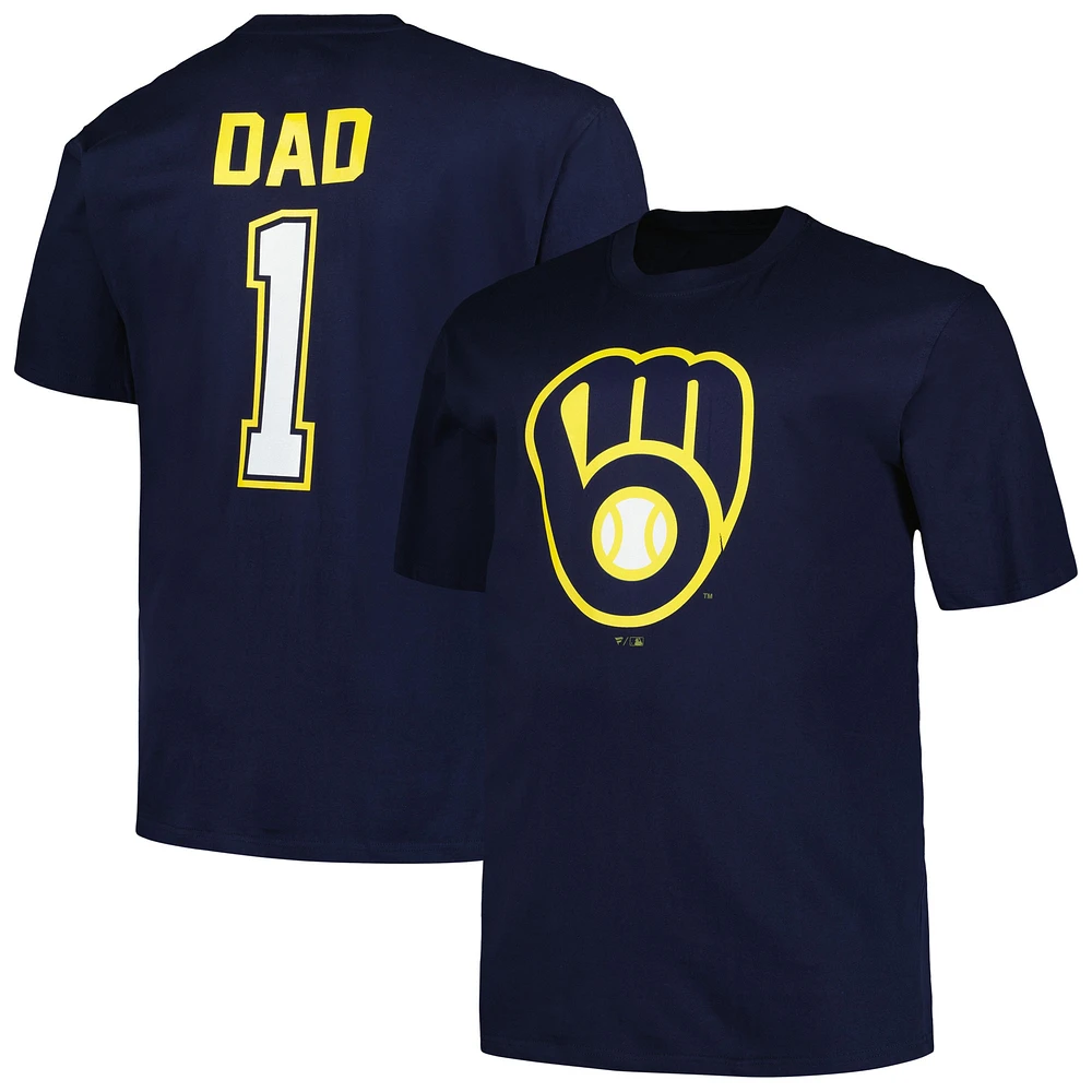 T-shirt pour hommes Profile Navy Milwaukee Brewers Big & Tall #1 Dad