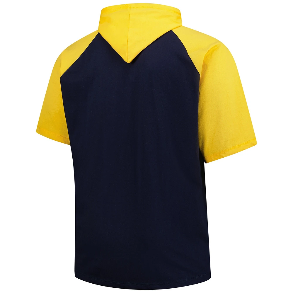Sweat à capuche manches courtes pour homme, bleu marine, grand format, Milwaukee Brewers