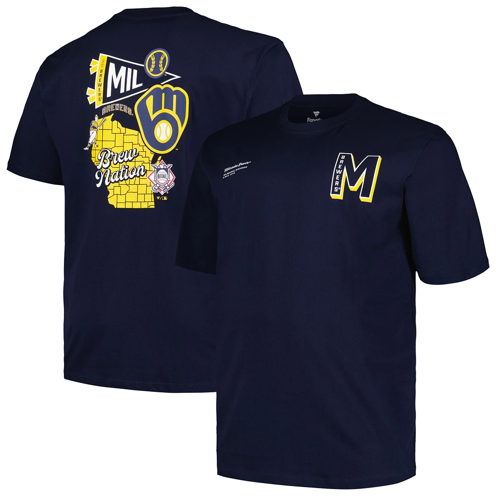 T-shirt pour hommes Profile Navy Milwaukee Brewers Big & Tall Split Zone