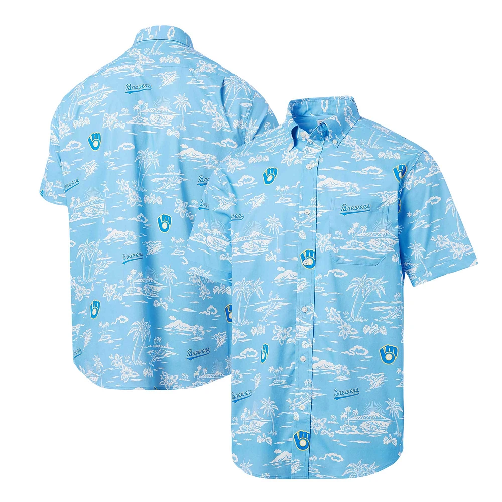 Men's Reyn Spooner Light Blue Milwaukee Brewers Cooperstown Collection Kekai Button-Down Shirt