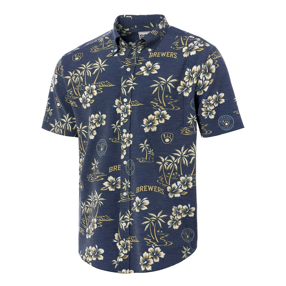 Chemise boutonnée Kekai des Milwaukee Brewers de Reyn Spooner pour hommes, bleu marine