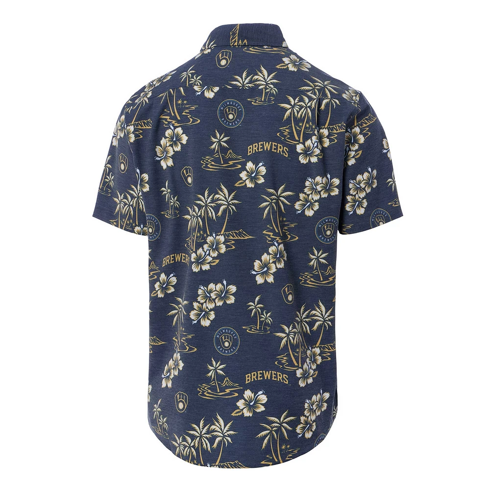 Chemise boutonnée Kekai des Milwaukee Brewers de Reyn Spooner pour hommes, bleu marine