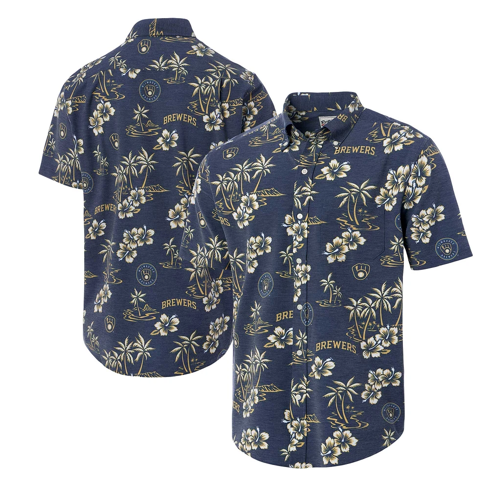 Chemise boutonnée Kekai des Milwaukee Brewers de Reyn Spooner pour hommes, bleu marine