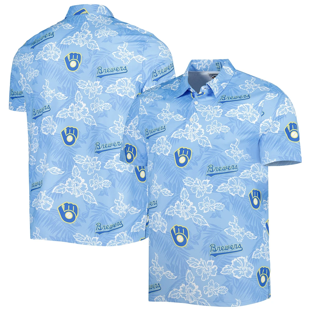 Men's Reyn Spooner Royal Milwaukee Brewers Cooperstown Collection Puamana Print Polo