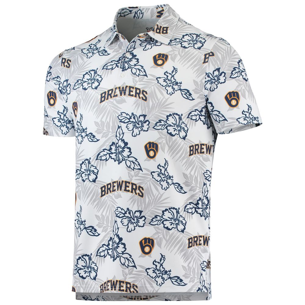 Men's Reyn Spooner White Milwaukee Brewers Performance Polo