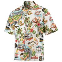 Men's Reyn Spooner White Milwaukee Brewers Scenic Button-Up Shirt