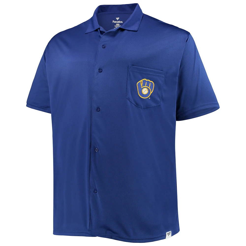 Chemise boutonnée grande et des Royal Milwaukee Brewers pour hommes