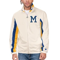 Veste de survêtement entièrement zippée Starter Cream Milwaukee Brewers Rebound Cooperstown Collection pour hommes