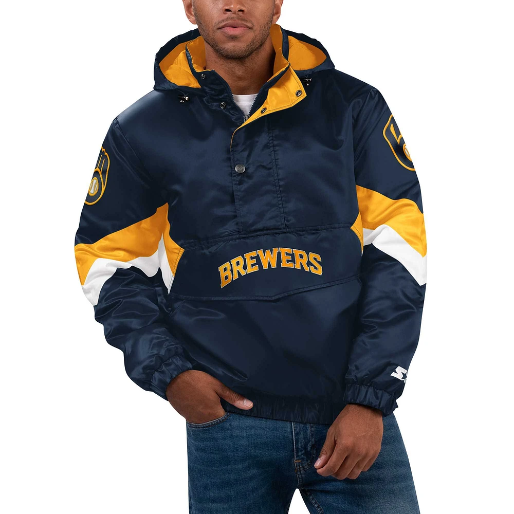 Veste à capuche demi-zip Starter Royal Milwaukee Brewers Force Play II pour hommes