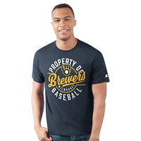 Men's Starter  Navy Milwaukee Brewers Prime Time Property Of T-Shirt