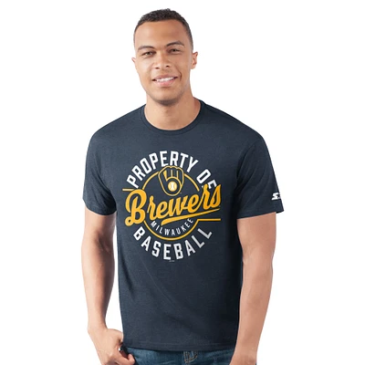 Men's Starter  Navy Milwaukee Brewers Prime Time Property Of T-Shirt