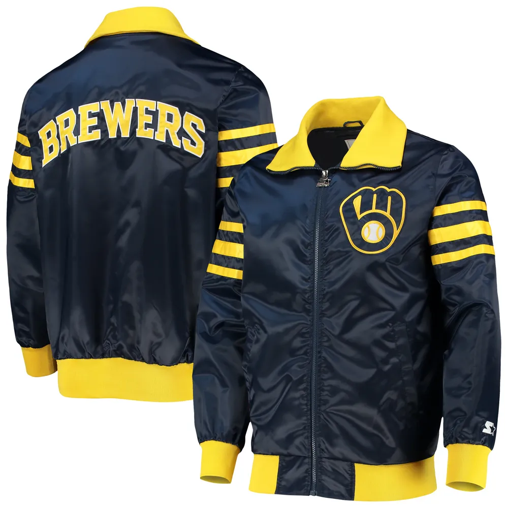 Veste universitaire à glissière intégrale pour hommes Milwaukee Brewers, bleu marine, The Captain II