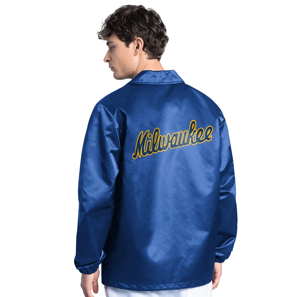 Veste d'entraîneur pour homme V100072 Brewrs A STARTER Point Man avec logo Cooperstown JACMENMID # 11