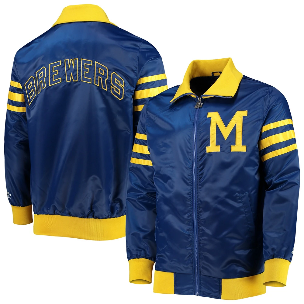 Veste universitaire à glissière complète pour hommes Starter Royal Milwaukee Brewers The Captain III