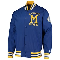 Men's Starter Royal Milwaukee Brewers The Jet III Full-Snap Jacket