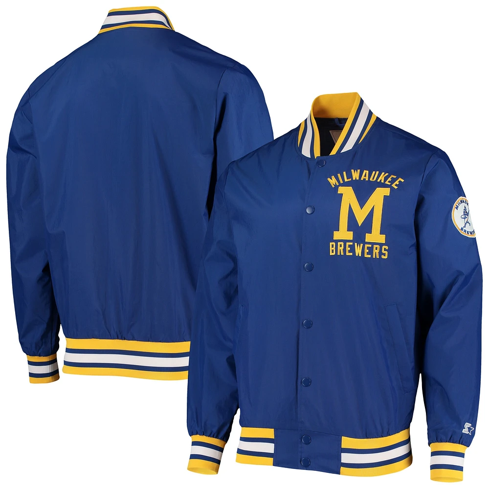 Men's Starter Royal Milwaukee Brewers The Jet III Full-Snap Jacket