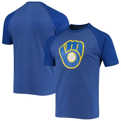 Milwaukee Brewers Stitches Raglan T-Shirt - Heathered Royal