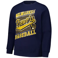 Men's Stitches Navy Milwaukee Brewers Lightweight Crew Sweatshirt