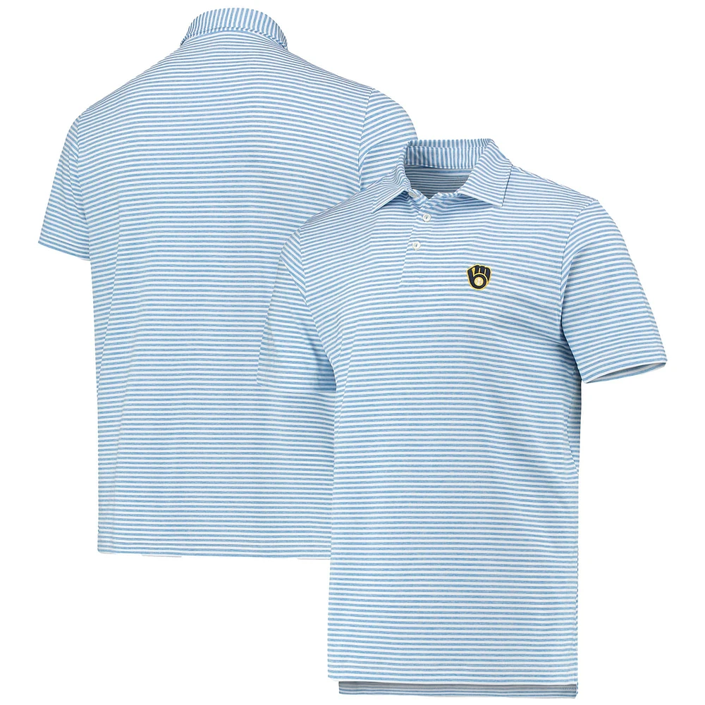 Men's Vineyard Vines Light Blue Milwaukee Brewers Heathered Winstead Sankaty Polo