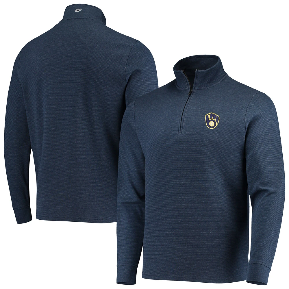 Veste pour homme Vineyard Vines Navy Milwaukee Brewers Saltwater Quarter-Zip