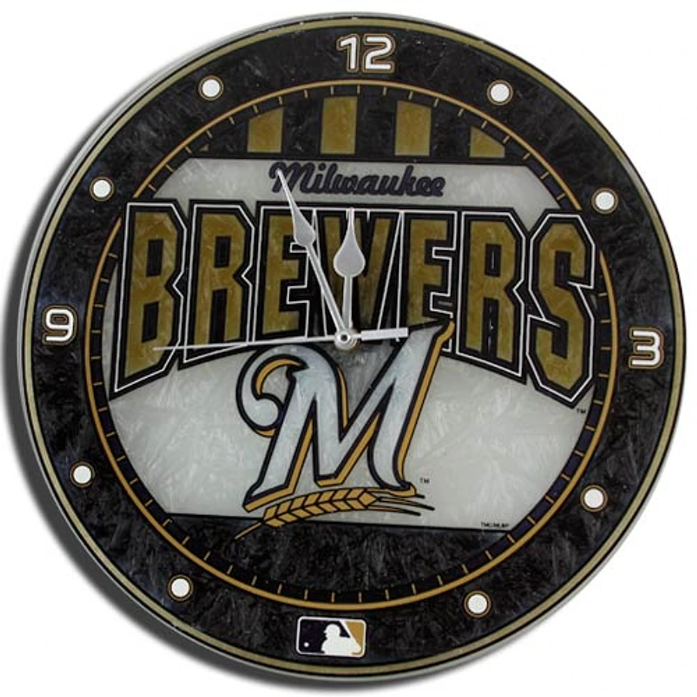 Milwaukee Brewers 12" Art-Glass Wall Clock