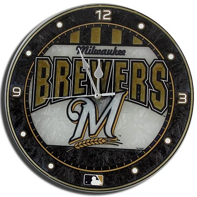 Horloge murale en verre artistique de 12 po de Milwaukee Brewers