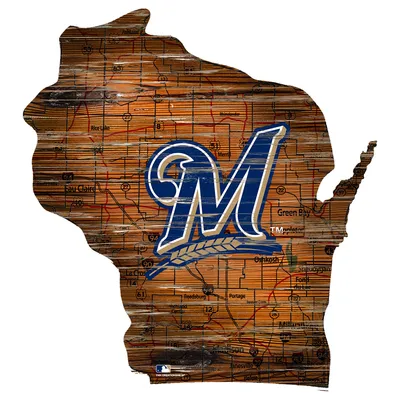 Milwaukee Brewers 12'' Road Map State Cutout Sign