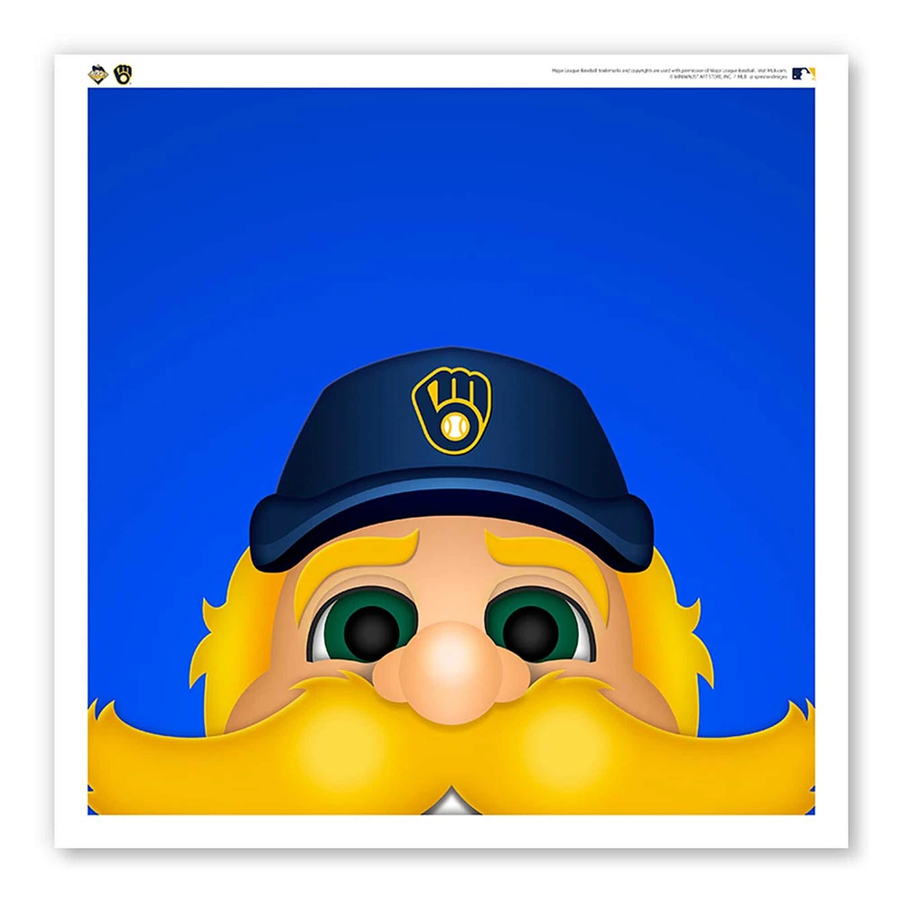 Milwaukee Brewers 12" x 12" Bernie Brewer Poster Print