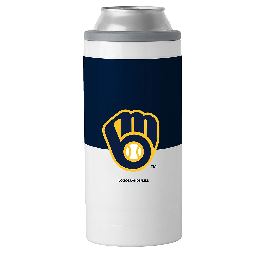 Refroidisseur de canettes minces à blocs de couleurs Milwaukee Brewers de 12 oz