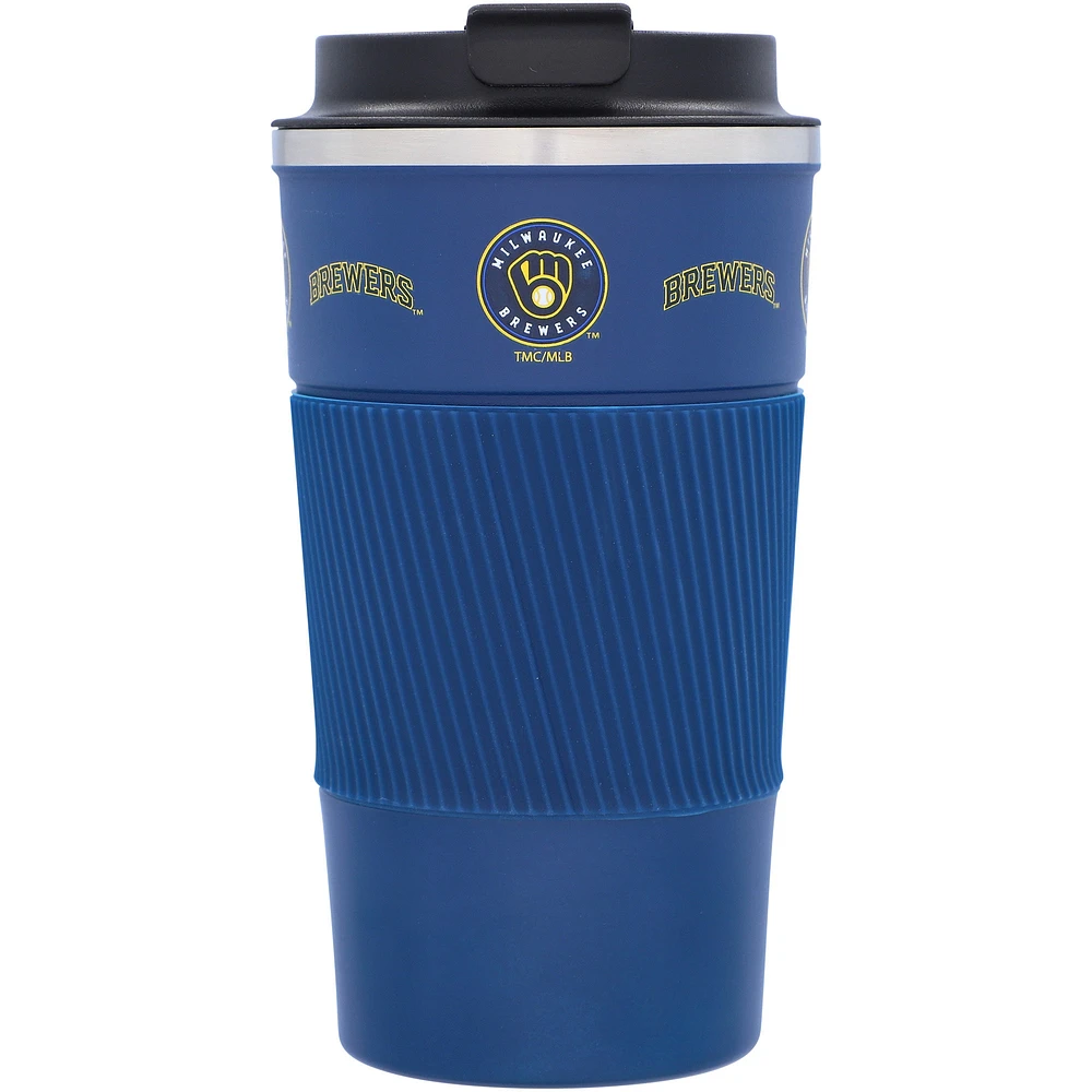 Milwaukee Brewers 18oz Coffee Tumbler with Silicone Grip