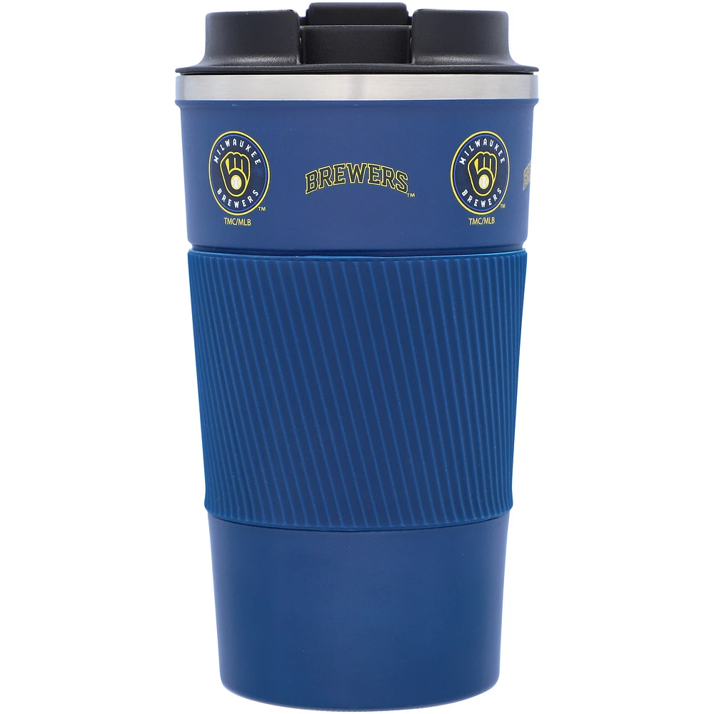 Milwaukee Brewers 18oz Coffee Tumbler with Silicone Grip