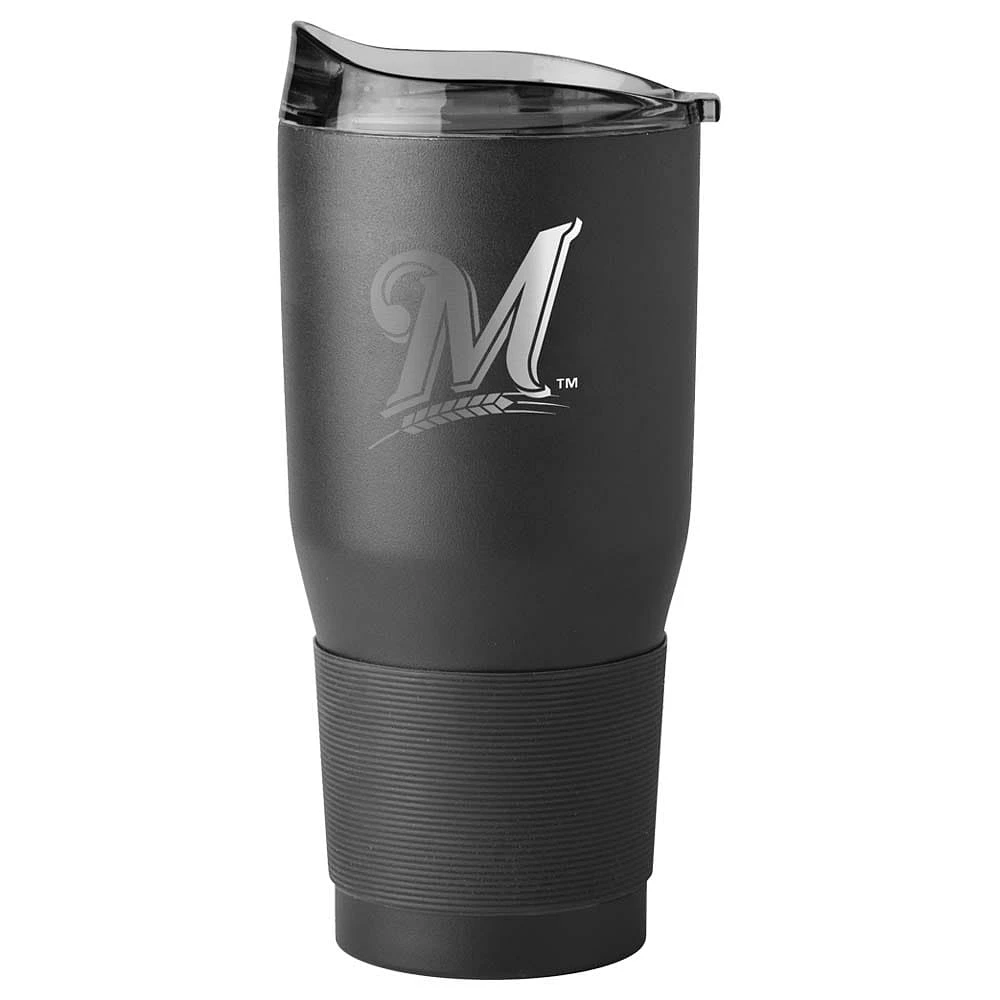 Tasse de voyage ultra-légère avec revêtement en poudre noire Milwaukee Brewers de 30 oz